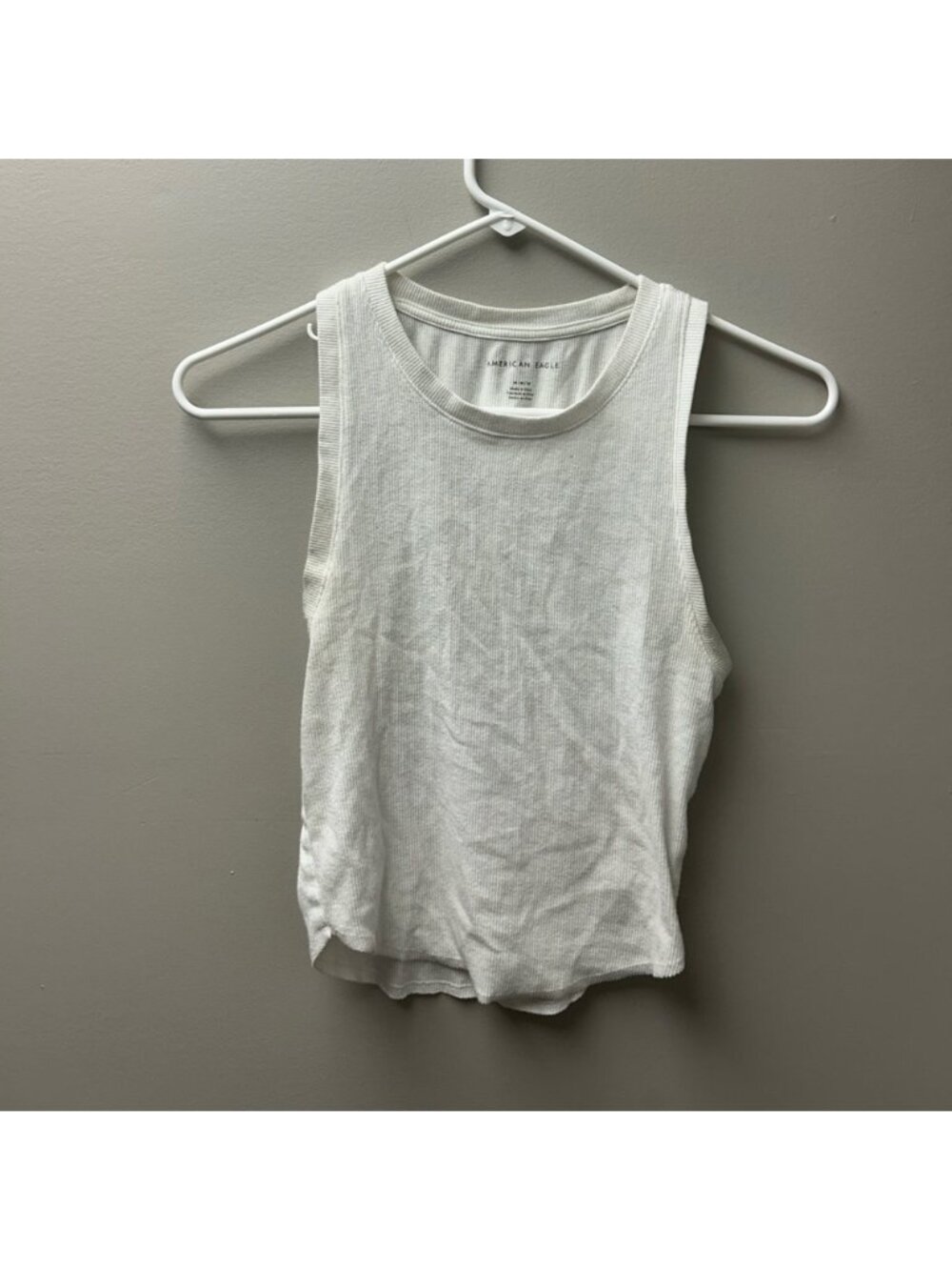American Eagle White Ribbed Tank Top